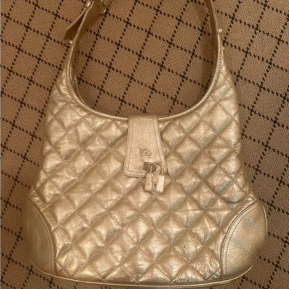 Burberry gold leather satchel/shoulder bag